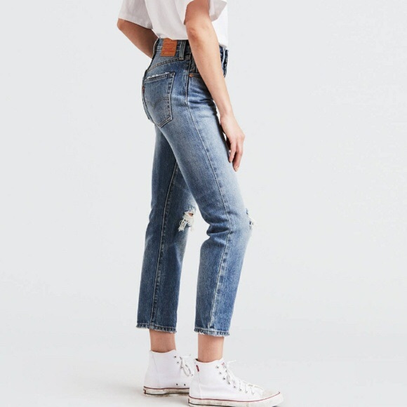Levi's 501 Wedgie Cropped Selvedge Jeans Big E - Picture 3 of 8
